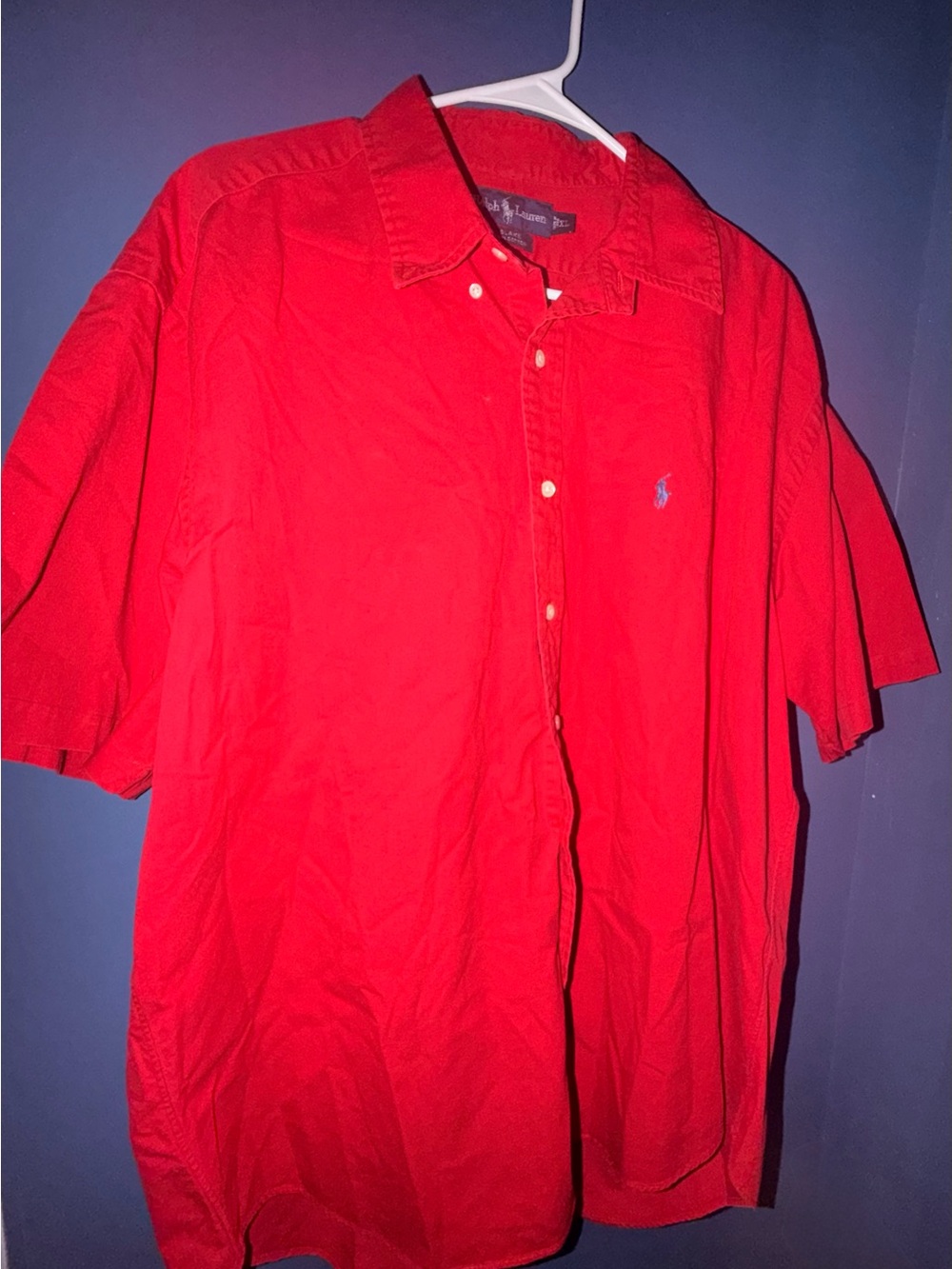 Vintage Ralph Lauren Blake Shirt Men XL Oversized Button Down Red Cotton